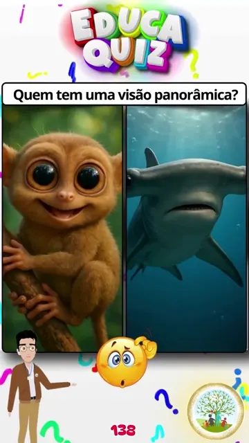 Qual Animal Tem Visão de quase 360° 🦈 Quiz